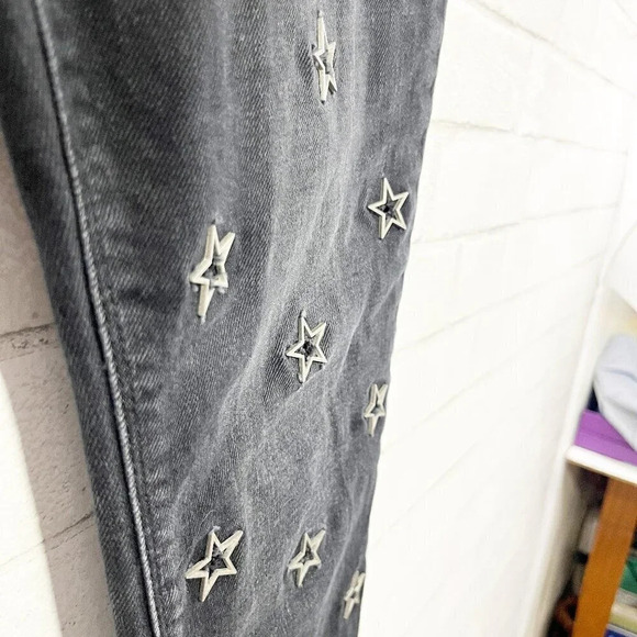 Hudson Faded Black Riley Crop Relaxed Straight Star Grommet Jeans Women's 27 - Picture 6 of 10